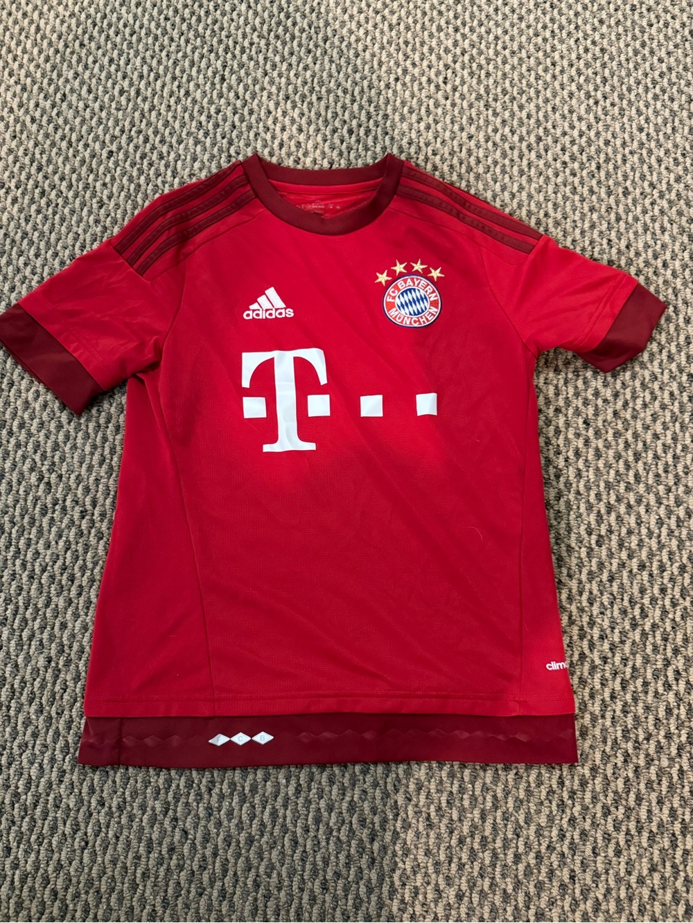 adidas Bayern Munich Red Kids Short Sleeve Jersey with White Logo
